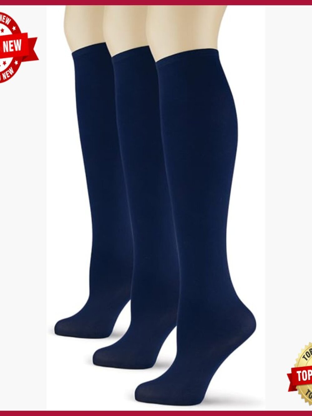 Knee High Trouser Socks 3 Pairs Silky Soft Thin Boot Socks